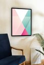 Ver imagem 2 de Quadro Decorativo Abstrato Geométrico Rosê Verde - 70x50cm:moldura Branca