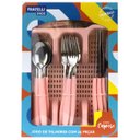 Ver imagem 1 de Jogo de Talheres Inox 25 Peças Faqueiro Linha Caprese Com Porta Talher Rosa Fratelli