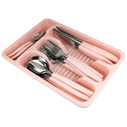Jogo de Talheres Inox 25 Peças Faqueiro Linha Caprese Com Porta Talher Rosa Fratelli - 6