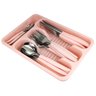Jogo de Talheres Inox 25 Peças Faqueiro Linha Caprese Com Porta Talher Rosa Fratelli - 6