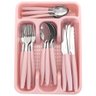 Jogo de Talheres Inox 25 Peças Faqueiro Linha Caprese Com Porta Talher Rosa Fratelli - 2