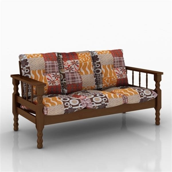 Menor preço em Estofado em Madeira Maciça de Pinus 3 Lugares Tecido 413 Imbuia