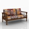 Estofado em Madeira Maciça de Pinus 3 Lugares Tecido 413 Imbuia - 1