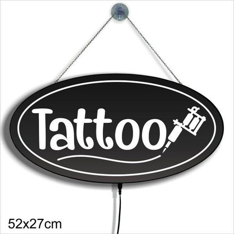 Display Luminoso Letreiro Led Oval 52x27cm Tattoo Tatuagem