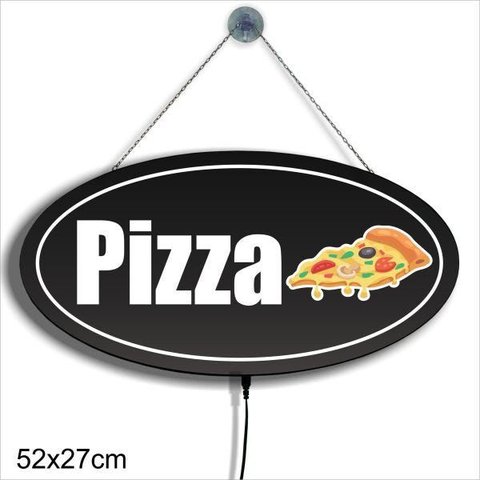 Display Luminoso Letreiro Led Oval 52x27cm Pizza