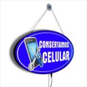 Ver imagem 2 de Display Luminoso Letreiro LED Oval 52x27cm Consertamos Celular Assistência