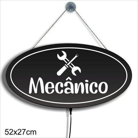 Display Luminoso Letreiro Led Oval 52x27cm Mecânico Carro Caminhão