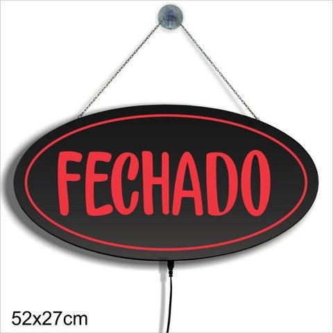 Display Luminoso Letreiro LED Oval 52x27cm FECHADO