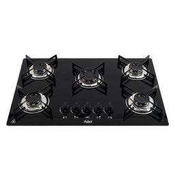 Cooktop 5 Bocas Askoi Preto à Gás GLP Superautomático - 1
