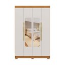 Ver imagem 2 de Guarda-Roupa Solteiro Siena com Espelho 4 Portas 3 Gavetas 100% MDF Off White/Cerejeira/Nevaska