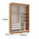 Ver imagem 7 de Guarda-Roupa Solteiro Siena com Espelho 4 Portas 3 Gavetas 100% MDF Off White/Cerejeira/Nevaska