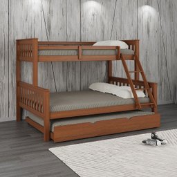 Beliche Casal Solteiro de Madeira Merk com Cama Auxiliar Casal - 1