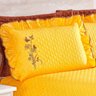 Cobre Leito Casal Queen Amarelo 5 Peças Com Refil de Travesseiro - 2
