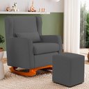 Ver mais imagens de Poltrona de Amamentação e Descanso Zoe com Base Balanço e Puff Linho Cinza - Desk Design