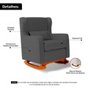 Ver imagem 6 de Poltrona de Amamentação e Descanso Zoe com Base Balanço e Puff Linho Cinza - Desk Design