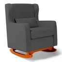 Ver imagem 4 de Poltrona de Amamentação e Descanso Zoe com Base Balanço e Puff Linho Cinza - Desk Design
