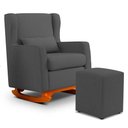 Ver imagem 1 de Poltrona de Amamentação e Descanso Zoe com Base Balanço e Puff Linho Cinza - Desk Design