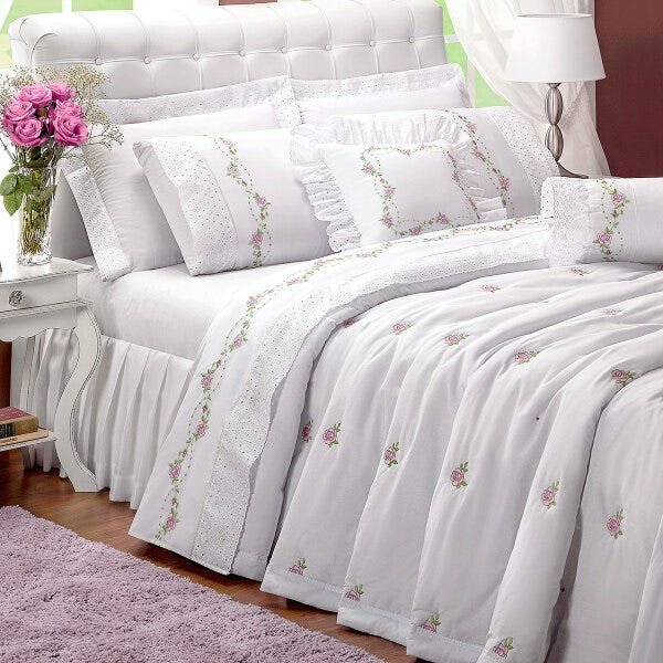 Cobre Leito Casal Queen Branco 6 Peças