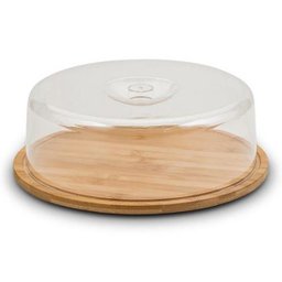 Boleira Carisma de Bambu, Porta Bolo com Tampa 27x9cm - 2