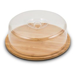 Boleira Carisma de Bambu, Porta Bolo com Tampa 27x9cm - 1