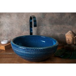 Cuba de Apoio Evier Art Blue 41x15 Hand Made - 1