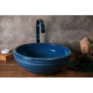 Cuba de Apoio Evier Art Blue 41x15 Hand Made