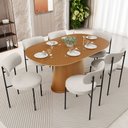 Ver imagem 2 de Mesa Valência com 06 Cadeiras para Sala de Jantar Louise L02 Linho Cru - Lyam Decor