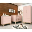 Ver imagem 3 de Guarda-roupa Retro Square 2 Portas com Kit Pé em Madeira Natural - Rosa