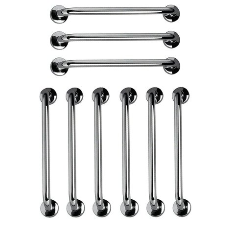 Barra de Apoio 60cm Aço Inox Kit 9 Unidades Banheiro Box Idoso Gestante Criança Deficiente Cadeirant