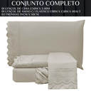 Ver imagem 5 de Conjunto Cama Casal Queen Size Kayla 04 Pç Bordado 300 Fios:Caqui