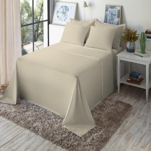 Jogo de Cama King Size Algodão 180 Fios 4 Peças Liso Moderno