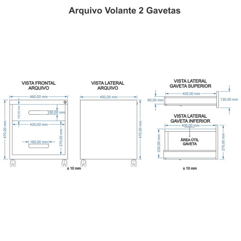 Arquivo Gaveteiro Volante 1 Gaveta 1 Pasta Cinza - Ultra Móveis - 4