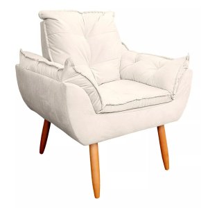 Poltrona Luxo Decorativa Estofada Fibra Confortável:bege
