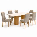 Ver imagem 2 de Conjunto de Mesa de Jantar 6 Lugares Isla e Carol MDF Cinamomo Off White Bege