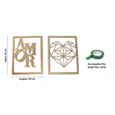 Ver imagem 2 de Kit 2 Quadros Decorativos Parede Mdf Cru Amor Coração Geométrico Casal Sala Quarto