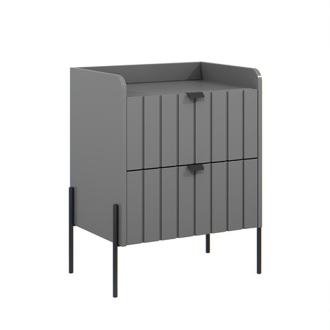 Mesa de Cabeceira em Madeira Mdf Cinza Moriah 45cm Luxo