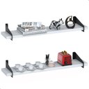Ver imagem 1 de 2 Prateleiras Suspensa Estilo Industrial Madeira 50cm Fs Pb:branco