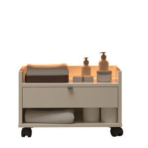 Gabinete Armário para Banheiro Prisma com Uma Gaveta Nicho e Rodízios - Jm3:off White
