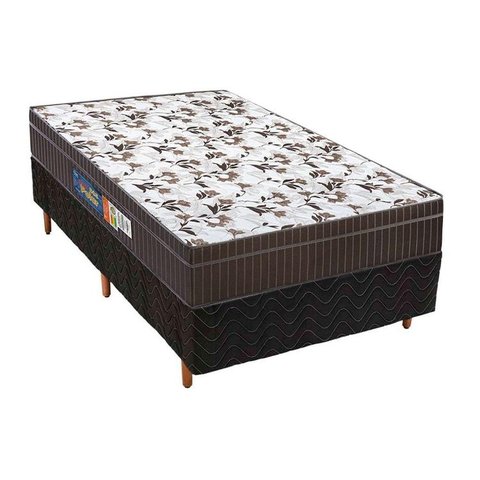 Cama Box Solteiro: Colchão Ortopédico Polar D28/EP Anatômico Orthoface + Base CRC Rústico Black(88x1