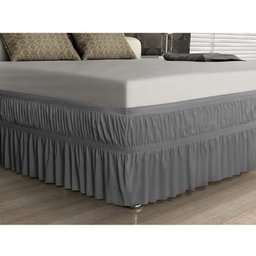 Saia Para Cama Box Solteiro Chumbo C/ Elástico Duplo - 1