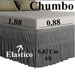 Saia Para Cama Box Solteiro Chumbo C/ Elástico Duplo - 4