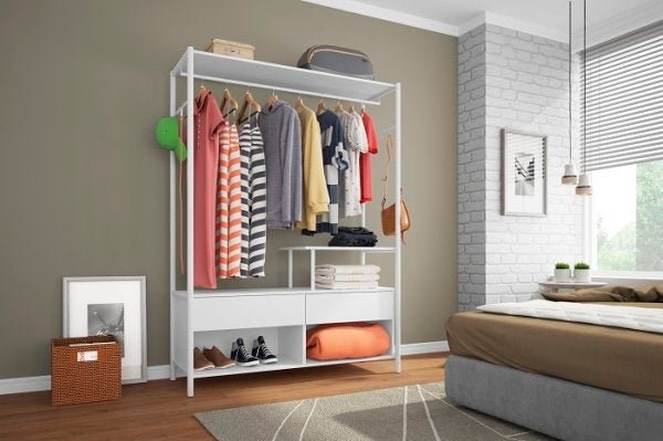 Guarda-Roupa Closet Modulado Barcelona Branco - Artefamol | MadeiraMadeira