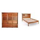 Ver imagem 2 de Conjunto para Quarto Casal com Cama King e Guarda-Roupa 3 Portas de Correr Veneziana Marrom/Mogno Mel