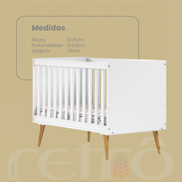 Berço Retro Back Branco/ Carvalho - 6
