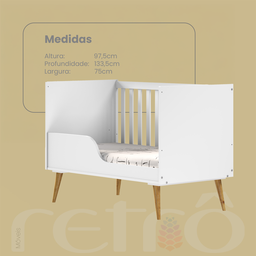 Berço Retro Back Branco/ Carvalho - 7