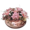 Ver imagem 1 de Arranjo Flores Rosas Lírios Vaso Rosé Gold Espelhado