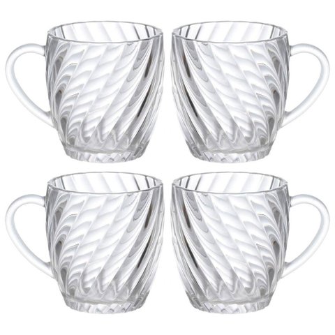Jogo de Canecas Xícaras de Café e Chá em Vidro Elysée 285ml 4 Peças - Hauskraft