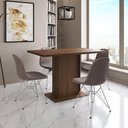 Ver imagem 1 de Mesa Jantar Londres Tampo Amêndoa 120cm 4 Cadeiras Ferro Branco Estofado Nude Médio