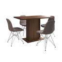 Ver imagem 6 de Mesa Jantar Londres Tampo Amêndoa 120cm 4 Cadeiras Ferro Branco Estofado Nude Médio