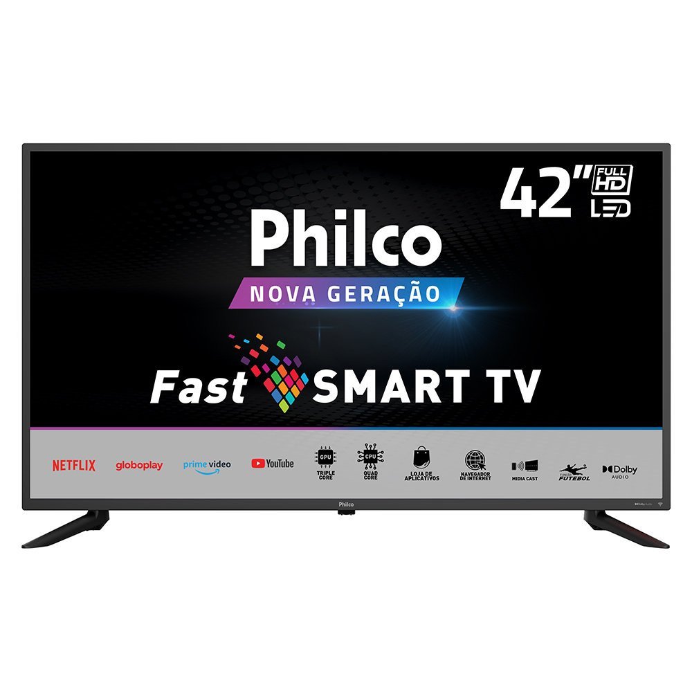 Smart TV LED PTV42G10N5Skf Fhd 42 Polegadas 3 HDMI 2 USB Philco